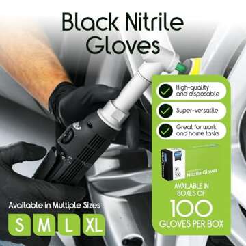 Inspire Black Nitrile Disposable Gloves | 4.5 Nitrile Disposable Safety Medical Cooking Cleaning Dis...