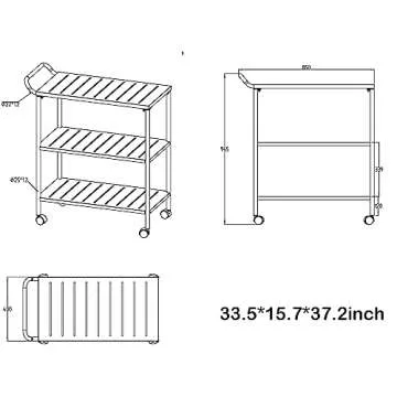 Modern Kitchen Bar Cart on Wheels Metal Rolling Serving Carts with 3 Tier for Storage Mobile Kitchen...