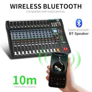 XTUGA 12 Channel Audio Mixer with Bluetooth & USB