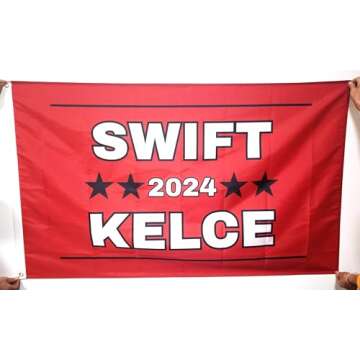 Swift Kelce 2024 3x5 Red Novelty Campaign Flag Swift Fan Wall Decor Kelce Fan Wall Decor Kelce Stadium Banner Tapestry Indoor Outdoor Fun Swift Banner
