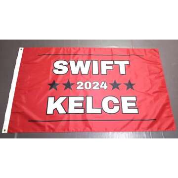 Swift Kelce 2024 3x5 Red Novelty Campaign Flag Swift Fan Wall Decor Kelce Fan Wall Decor Kelce Stadium Banner Tapestry Indoor Outdoor Fun Swift Banner