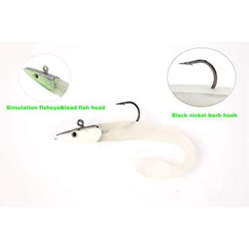 Lead Head Jigs Soft Fishing Lures with Hook Luminous Paddle Tail Sinking Swimbaits Fishing Baits for Saltwater and Freshwater