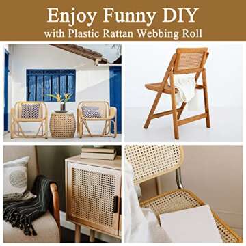 Elegant 16" x 5FT Plastic Rattan Cane Webbing for Decor