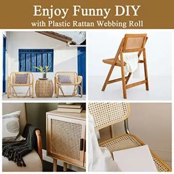 Elegant 16" x 5FT Plastic Rattan Cane Webbing for Decor