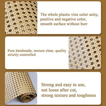 Elegant 16" x 5FT Plastic Rattan Cane Webbing for Decor