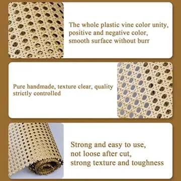 Elegant 16" x 5FT Plastic Rattan Cane Webbing for Decor