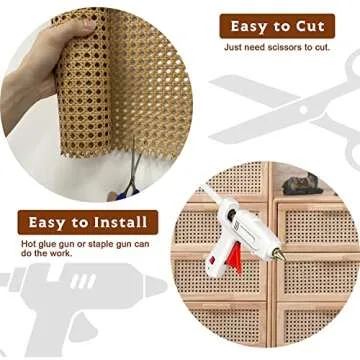 Elegant 16" x 5FT Plastic Rattan Cane Webbing for Decor