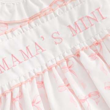 Baby Girl Romper Newborn Dress Long Sleeve Letter Bowknot Doll Collar Bodysuit Ruffle Skirt Cute Spring Clothes (Mamas Mini-pink, 3-6 Months)