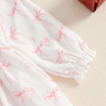 Baby Girl Romper Newborn Dress Long Sleeve Letter Bowknot Doll Collar Bodysuit Ruffle Skirt Cute Spring Clothes (Mamas Mini-pink, 3-6 Months)