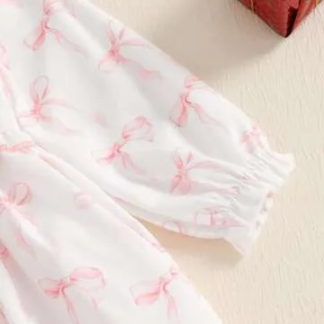 Adorable Baby Girl Romper Long Sleeve Bowknot Design