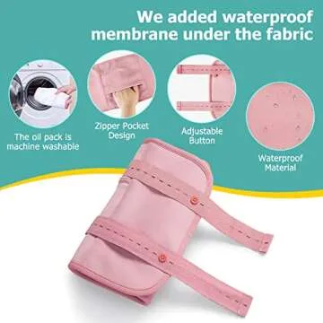 4Pack Castor Oil Pack for Chest, Neck and Abdomen, Reusable Compress Castor Oil Pack Wrap for Abdomen with Adjustable Elastic Strap Flannel Cotton Machine Washable Anti Oil Leak(Pink)