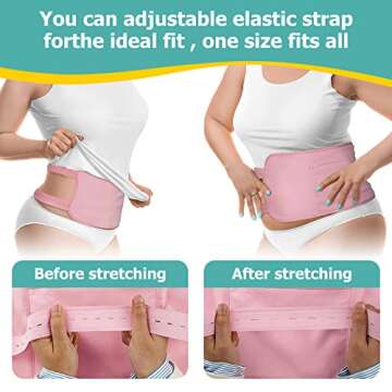 4Pack Castor Oil Pack for Chest, Neck and Abdomen, Reusable Compress Castor Oil Pack Wrap for Abdomen with Adjustable Elastic Strap Flannel Cotton Machine Washable Anti Oil Leak(Pink)