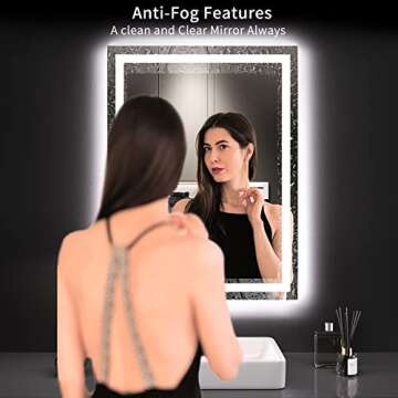 LOAAO 20X28 LED Bathroom Mirror – Anti-Fog, Dimmable, Double Lighting, Tempered Glass