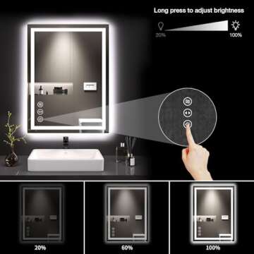 LOAAO 20X28 LED Bathroom Mirror with Anti-Fog Lighting