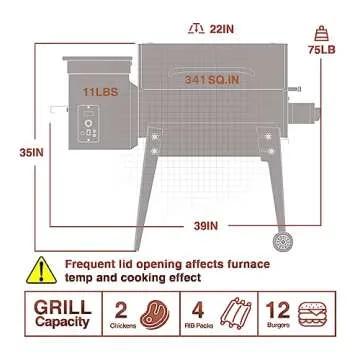KingChii 2023 Upgrade Portable Wood Pellet Grill & Smoker Multifunctional BBQ Grill with Automatic Temperature Control Foldable Leg for Backyard Camping Cooking Bake and Roast, 341 sq in Bronze