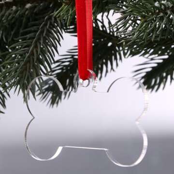 Personalized Acrylic Dog Bone Ornaments - UNIQOOO 20 Pack