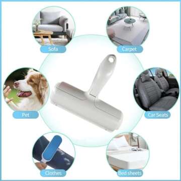 Pet Hair Remover - Reusable Dog & Cat Hair Lint Roller Brush for Couch, Carpet, Bed, Car & Clothes -...