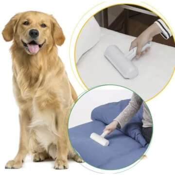 Pet Hair Remover - Reusable Dog & Cat Hair Lint Roller Brush for Couch, Carpet, Bed, Car & Clothes - Multi-Surface Eco Fur Eraser Tool (White/Red)