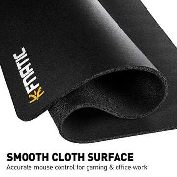 Fnatic Focus 2 Gaming Esports Mouse Mat (Size D - 37.4"x17.7"x0.11") Water-Resistant with Non-Slip Rubber Base, Smooth Cloth Surface for Computer, PC, Laptop, Desk - Black