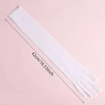 Sheer White Long Tulle Gloves - Elegant Elbow Length Accessory