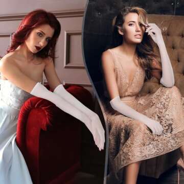 Sheer Gloves Women's Long Tulle Gloves Sexy Sheer Tulle Gloves Stretchy Mesh Opera Gloves Elbow Length Gloves for Wedding Outdoor Tea Party Evening 1920s Halloween Dance Gloves