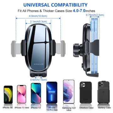Miracase Phone Holders for Your Car with Metal Hook Clip, Air Vent Cell Phone Car Mount, Hands Free Universal Automobile Cradle Fit for iPhone Android and All Smartphones, Classic Black
