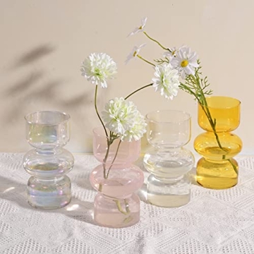 LiteViso 7 Inch Elegant Pink Clear Glass Flower Vase