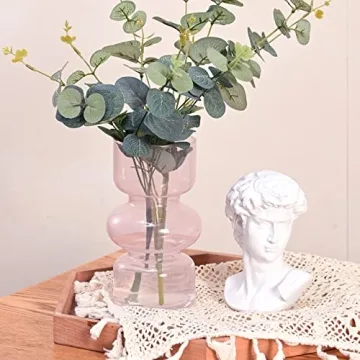 LiteViso 7 Inch Elegant Pink Clear Glass Flower Vase