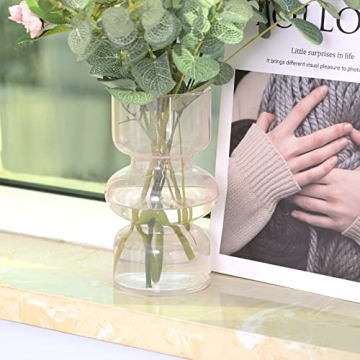 LiteViso 7 Inch Elegant Pink Clear Glass Flower Vase