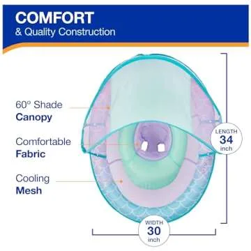 Swimways Baby Spring Float, Baby Pool Float with Canopy & UPF Protection, Swimming Pool Accessories for Kids 9-24 Months, Mermaid
