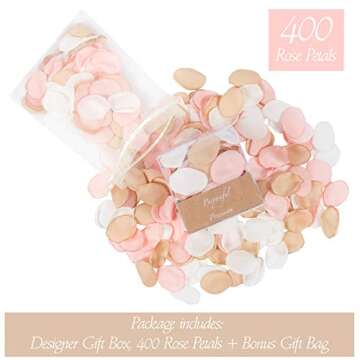 400Pcs Silk Rose Petals for Romantic Night, Gold Rose Artificial Flower Petals for Wedding, Flower G...