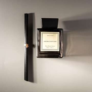 White Musk Cedar Reed Diffuser – Natural Home Fragrance with 5 Sticks, 7.04 oz - Black