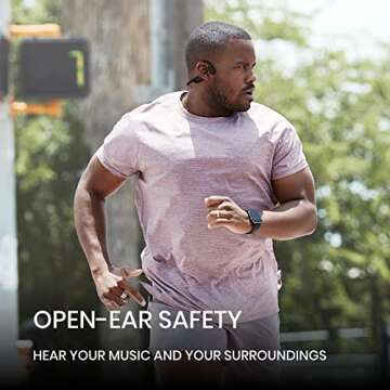 Aftershokz Aeropex (Rebranded as Shokz OpenRun) - Open-Ear Bluetooth Bone Conduction Sport Headphones - Sweat Resistant Wireless Earphones for Workouts and Running - Built-in Mic - with Sport Belt