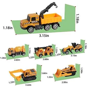 ANDOLO Construction Truck Toys, 6Pcs Mini Engineer Car Toys Small Construction Vehicle Bulldozer Rol...