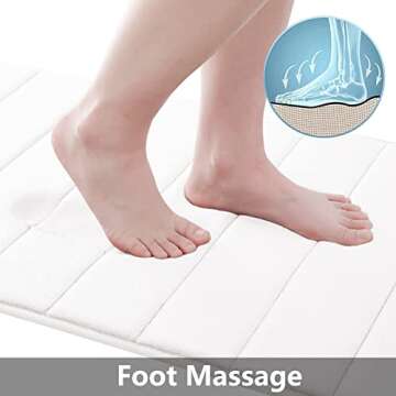 Buganda Memory Foam Bath Mat, 30" x 20", Ultra Soft and Non-Slip Bathroom Rugs, Water Absorbent and Machine Washable Bath Rug for Bathroom, Shower, and Tub, White