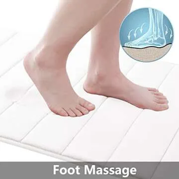 Buganda Memory Foam Bath Mat, 30" x 20", Ultra Soft and Non-Slip Bathroom Rugs, Water Absorbent and Machine Washable Bath Rug for Bathroom, Shower, and Tub, White