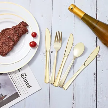 Elegant 160pcs Gold Plastic Silverware Set for Events