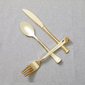 Elegant 160pcs Gold Plastic Silverware Set for Events