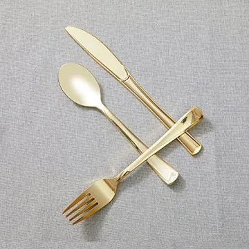 Elegant 160pcs Gold Plastic Silverware Set for Events