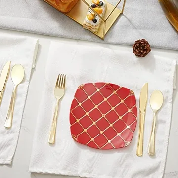 Elegant 160pcs Gold Plastic Silverware Set for Events