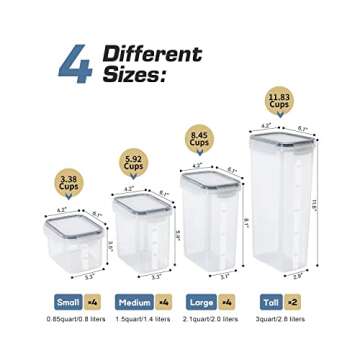Airtight Food Storage Containers with Lids, Clear Pantry Canister Set for Kitchen Organization, Stac...