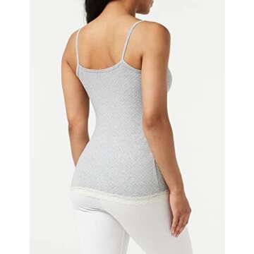 Iris & Lilly Women's Cotton Lace Camisole, Pack of 2, Grey Heather Dots/Pale Pink, Small