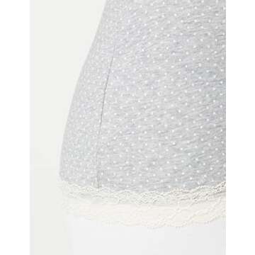 Iris & Lilly Women's Cotton Lace Camisole, Pack of 2, Grey Heather Dots/Pale Pink, Small