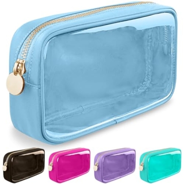 Nylon Small Clear Makeup Bag for Purse, Cute Makeup Bag Preppy Cosmetic Zipper Pouch Purse, Waterpro...