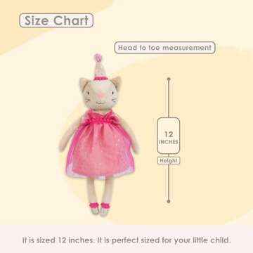 MON AMI Pia Party Kitty Plush Animal Toy - Soft 12" Stuffed Cat for Kids