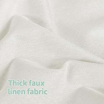 QUEMAS Linen Blackout Curtains 96 Inches Long 2 Panels Set, 100% Room Darkening Curtains for Living Room with Thermal Insulated Backing, Soundproof Grommet Window Drapes (52 x 96 Inch, Ivory White)