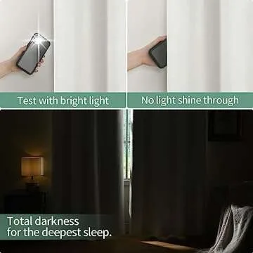 QUEMAS Linen Blackout Curtains 96 Inches Long 2 Panels Set, 100% Room Darkening Curtains for Living Room with Thermal Insulated Backing, Soundproof Grommet Window Drapes (52 x 96 Inch, Ivory White)