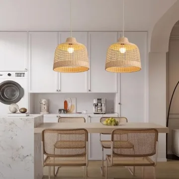 Elegant Hand-Woven Rattan Pendant Light Fixture for Home