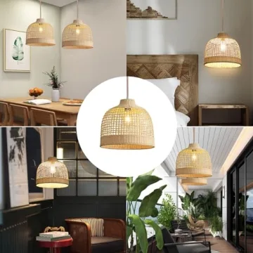 Elegant Hand-Woven Rattan Pendant Light Fixture for Home