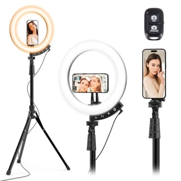 UBeesize Upgraded 12'' Ring Light with 62'' Tripod Stand and Magnetic Phone Holder,LED Selfie RingLi...